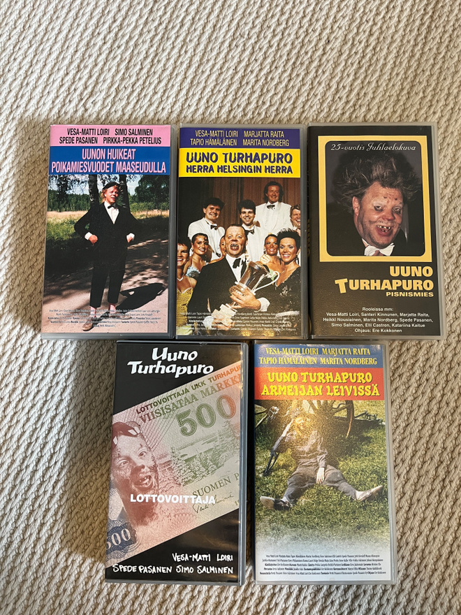 Uuno Turhapuro elokuvat  5 kpl (VHS)