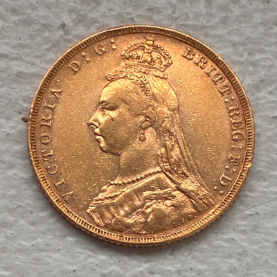 Kultaraha Iso-Britannia Sovereign 1892 Victoria, kulta