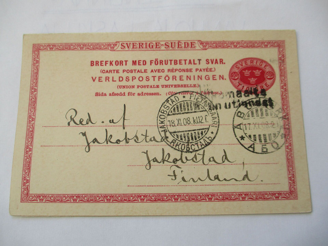 1908 Ulkomaalta ruotsalainen kaksoisehiö Pietarsaareen