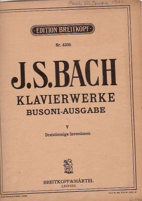 J. S. Bach, Klavierwerke, pianonuotit, 1910-lukua.