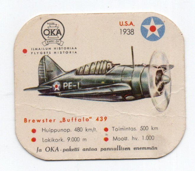 Kahvilappu OKA Ilmailun historia. BREWATER "BUFFALO" 439
