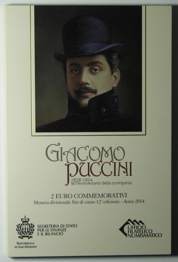 2014 SAN MARINO 2euro juhlaraha Giacomo Puccini kansiossa