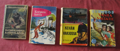 4 vanhaa seikkailu-ja dekkarikirjaa vv. 1935-1967