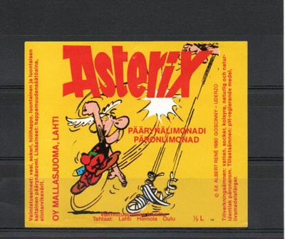5 kpl mallasjuoma Lahden Asterix juomaetikettiä