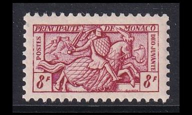 Monaco 445 ** Käyntikorttipostimerkki 8 Fr (1951)