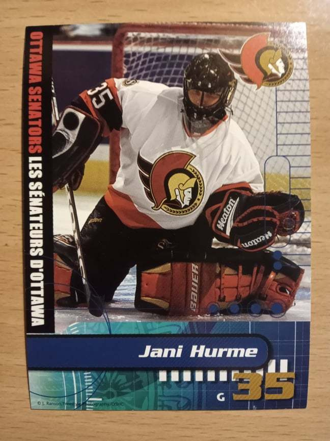 Jani Hurme 2000-01 Senators Schedule kortti