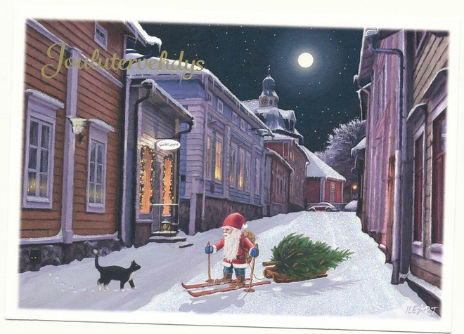 Ilkka KYLMÄKORPI - "Kirkkokatu, Porvoo"-Pukki ja kissa