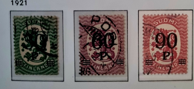 1921 - Lisäpainamat - 20p, 60p ja 90p - o