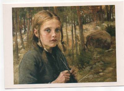 Albert Edelfelt : " Sukkaa kutova tyttö 1886" (R)