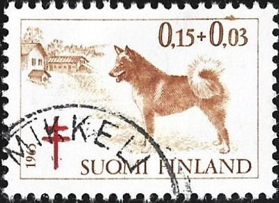 1965 TUB Suomenpystykorva 0,15+0,03 mk leimattu LaPe 599