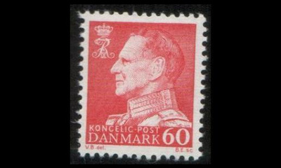 Tanska 458x ** Frederik 60 öre punainen x-paperi (1967)