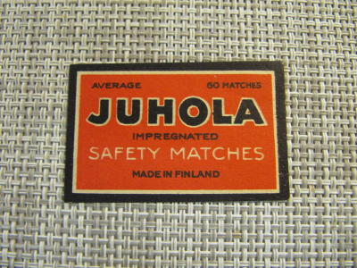 Tulitikkuetiketti Juhola.