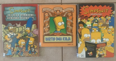 3 kpl Simpsonit -kirjoja iltojen lukuhetkiin, kaikki yhdessä