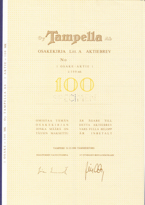 OKK 1980 Tampella Oy spec, Tampere pörssi