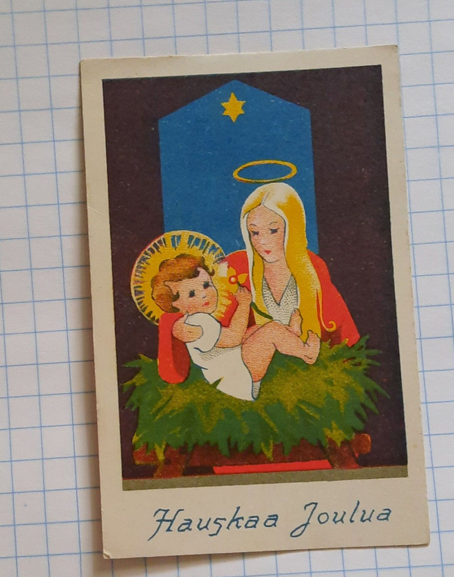 Wanha 11x7cm, Maria jaJeesus-lapsi,nyrkkiposti