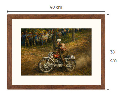 Uusi moottoripyörä art print kehystetty 30 cm x 40 cm