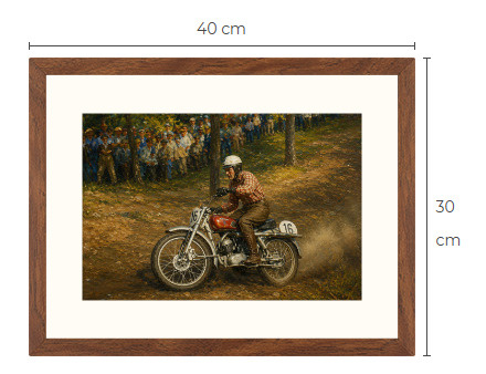 Uusi moottoripyörä art print kehystetty 30 cm x 40 cm