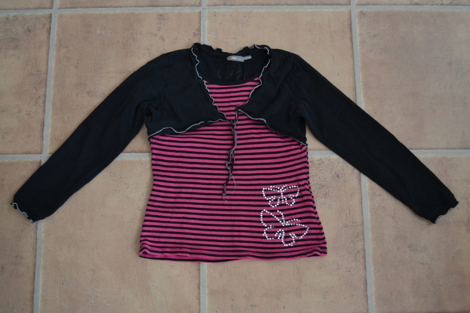 Lindex musta-pinkki-hopea paita 134/140cm