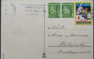 Wendelin -joulumerkki nro 26B joulukortilla 1946