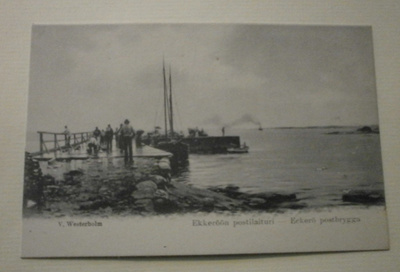 V. Westerholm: Eckerön postilaituri, vanha mv pk, ei p,