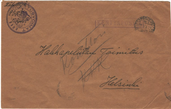 KENTTÄPOSTI LEIJONALEIMA 9303/1./URR-HELSINKI