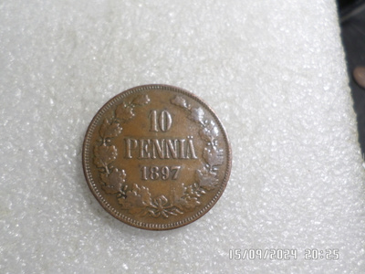 10  penniä  1897 kulkematon tasaisesti  hieman patinoitunut.