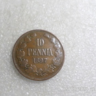 10 penniä 1897 kulkematon tasaisesti hieman patinoitunut. - pikkukuva 1