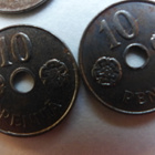 Raha kolikko10 Penniä,sotavuosi 1943 5kpl - pikkukuva 2