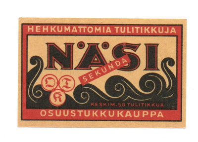Osuustukkukauppa NÄSI Sekunda Tulitikkuetiketti