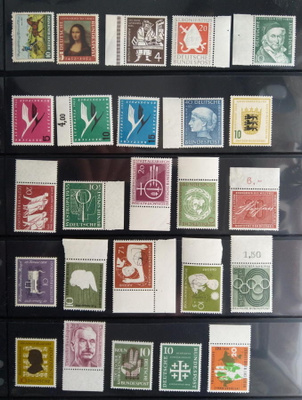 Länsi-Saksa, 53 erill. postituoretta merkkiä v. 1952-57
