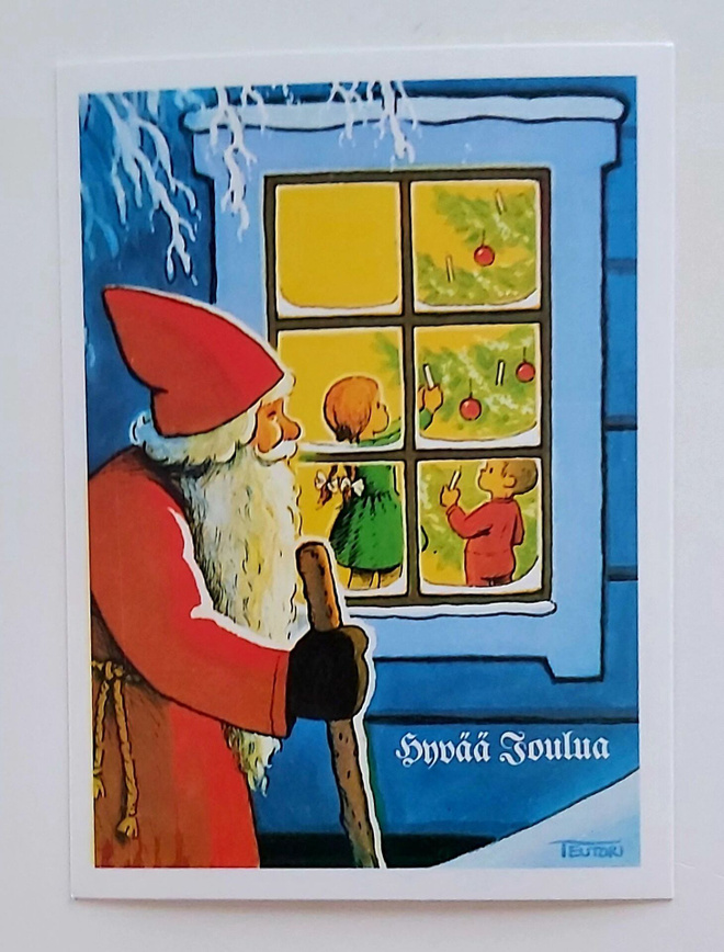 TEUTORI-"Joulupukki katselee sisälle"-KULKEMATON JOULUKORTTI