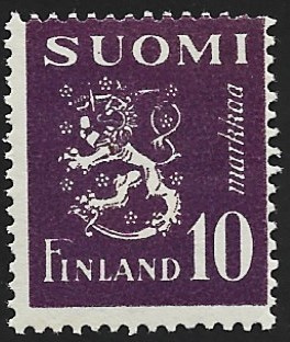 1947 M-30 Leijona 10 mk tummanvioletti ** Lape 325 a SP Lm5