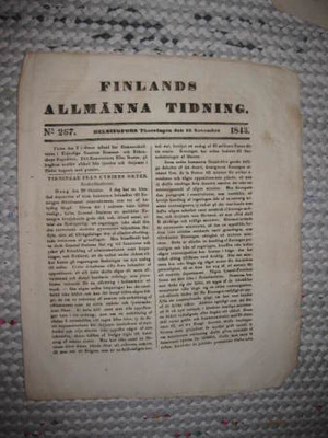 Sanomalehti : Finlands Allmänna Tidning 16.11.1843
