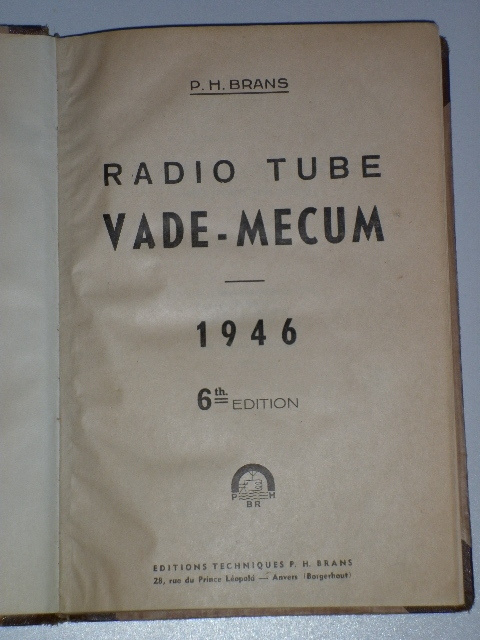 P. H. Brans: Radio Tube Vade-Mecum 1946 - Simo Törö