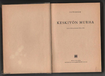 Outsider: Keskiyön murha, Otava 1941, 1.p., K3 +, uud.sid.