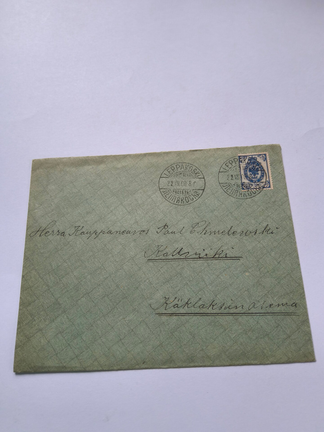 Kuvienmukainen postilähetyskuori vuodelta 1908