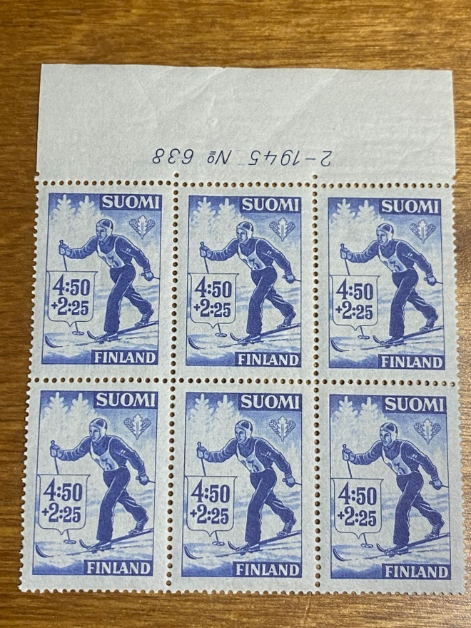 URHEILUMERKKEJÄ 4,50MK+2,25MK NUMERO KUUSILO**