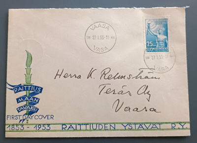 1953 FDC Raittius, tuloleima