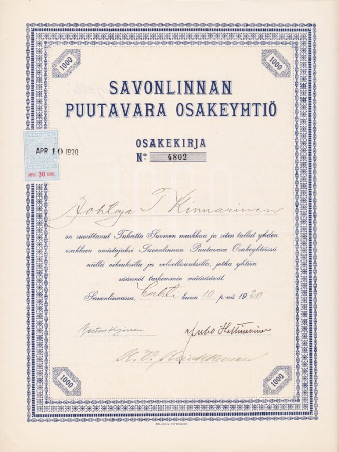OKK 1920 Savonlinnan Puutavara Oy, Savonlinna