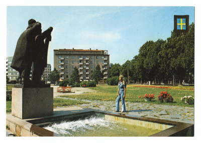 Postikortti RAUMA. Luotsi patsas.
