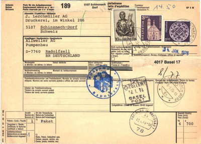 POSTILÄHETYS SAKSA- SVEITSI