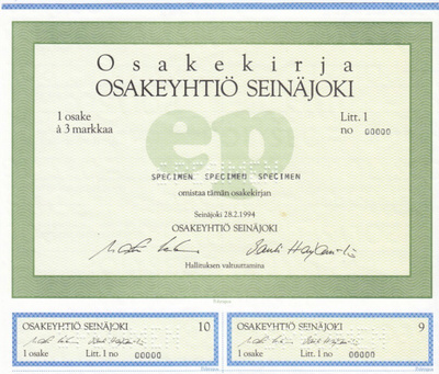 OKK 1994 Seinäjoki Oy spec, Seinäjoki osakekirja
