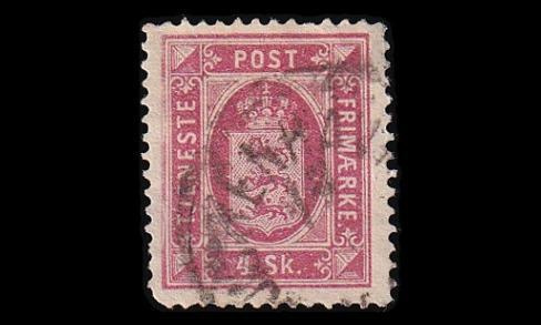 Tanska D_2A o Virkamerkki 4 Sk (14:13½) (1871)