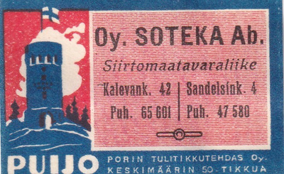 Oy. Soteka Ab. Kalevank. 42, Sandelsink. 4  b576