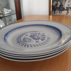 ARABIA BLUE ROSE LAUTASET, KÄSINMAALATTU, 4 KPL 1949-1951 - pikkukuva 1
