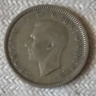 Hopea kolikko six pence 1945 George VI - pikkukuva 2