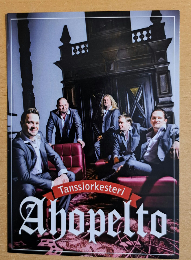 Tanssiorkesteri Ahopelto, mainoskortti, uusi