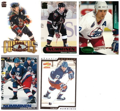 5 x TEPPO NUMMINEN Jets, Coyotes Parallel Kortteja