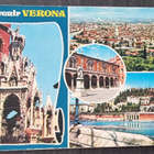 Souvenir VERONA, ITALIA + postimerkki kortissa, kulkenut - pikkukuva 1