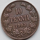 Nikolai II, kupari 10 penniä vuodelta 1905 . - pikkukuva 1